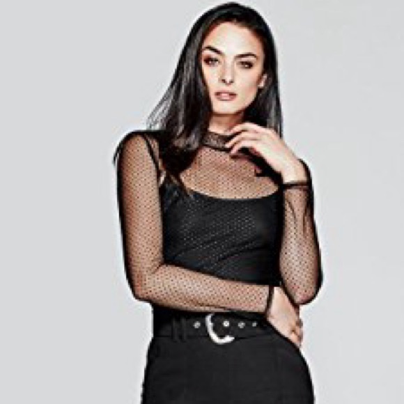 PRE-OWNED - Marciano - Elegant Black Mesh Top - Black - Small - Picture 1 of 7